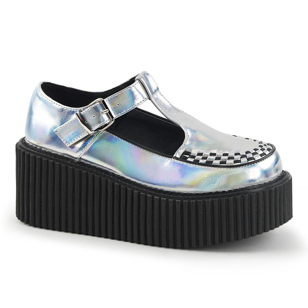 Creepers Demonia Creeper 214 Damske - Strieborne | SK-748474